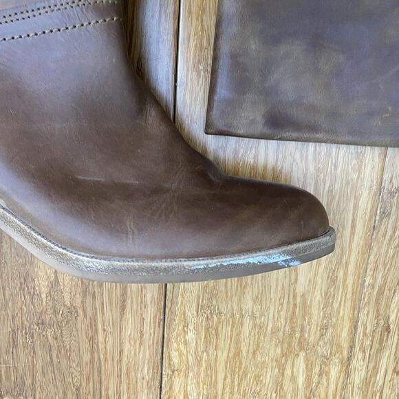 UGG Brown Leather Boots Knee High Tall Pull On Block Heel Riding Womens Size 8 - Picture 7 of 16